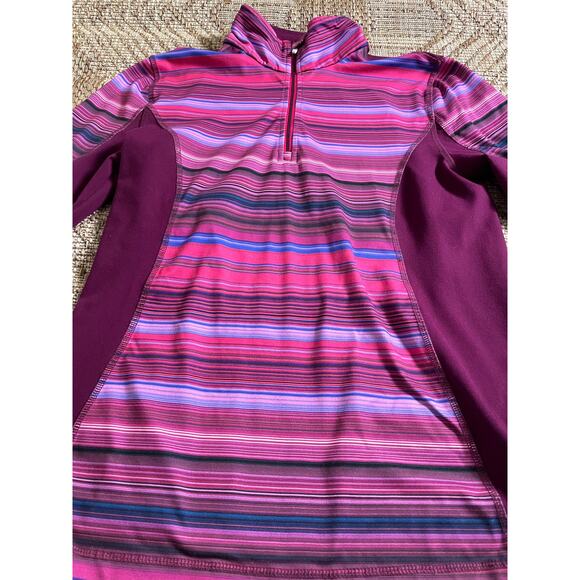 Lands' End Berry Striped Athletic Warm Up Pullover SZ Med - Picture 3 of 8